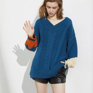 J.ING Big Blue Cable Knit Sweater (S/M)